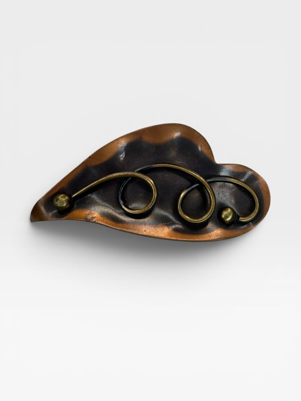 Genuine Copper Abstract Leaf Brooch Mid Century Modern Studio Craft Pin